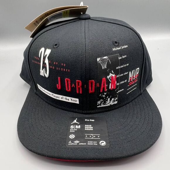 Air Jordan Pro Hat‎ Men S-M Black Red MVP Jumpman Snap Back Cap New - Picture 1 of 8
